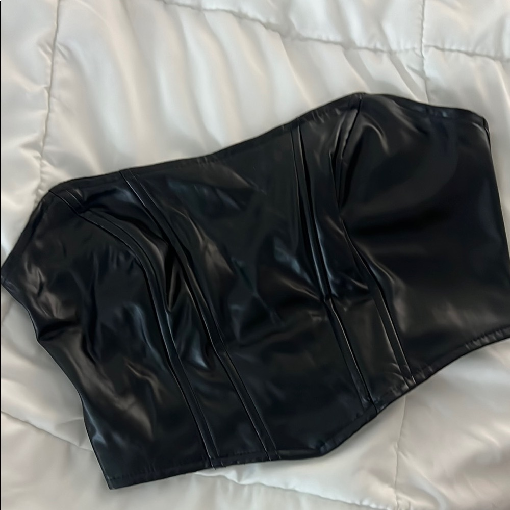 Adika Black Faux Leather Top